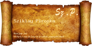 Sziklay Piroska névjegykártya